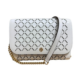 Tory Burch Emerson Chain Wallet – Optic White Leather Crossbody & Clutch Bag for Women