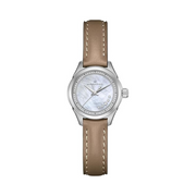 Hamilton Jazzmaster Lady Quartz Watch – Swiss Made, 26mm Stainless Steel Case, Mother of Pearl Dial, Beige Leather Strap