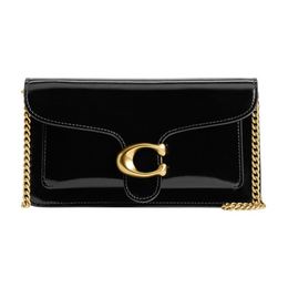 Coach Tabby Chain Clutch – Black Spazzolato Leather Designer Evening Bag
