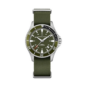 Hamilton Khaki Navy Scuba Automatic Watch – Swiss Made, 40mm Stainless Steel Case, Green Dial, Green Textile Strap