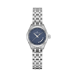 Hamilton Jazzmaster Lady Quartz Watch – Swiss Made, 26mm Stainless Steel Case, Blue Dial, Silver Bracelet