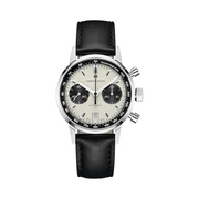 Hamilton Intra-Matic Auto Chronograph – Swiss Made, 40mm Stainless Steel Case, White Dial, Black Leather Strap