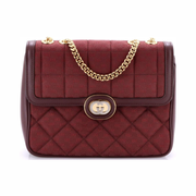 Gucci Pre-Loved Deco Chain Flap Mini Bag – Red GG Canvas & Leather Quilted Small Shoulder Bag