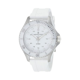 Hamilton Khaki Navy Scuba Quartz Watch – Swiss Made, 37mm Stainless Steel Case, White Dial, White Rubber Strap
