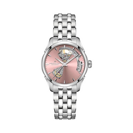 Hamilton Jazzmaster Open Heart Lady Automatic Watch – Swiss Made, 36mm Stainless Steel Case, Pink Dial, Silver Bracelet