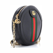 Gucci Pre-Loved Ophidia Round Mini Shoulder Bag – Black Leather