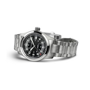 Hamilton Khaki Field Automatic Men's Watch – 38mm Stainless Steel, Swiss Made, Black Dial, 100m Waterproof