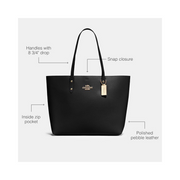 Coach Women's Town Tote – Polished Pebble Leather Spacious Handbag, Snap Closure, Iconic Everyday Tote