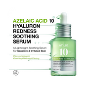 ANUA Azelaic Acid 10 Hyaluron Redness Soothing Serum – Calming Facial Serum with Niacinamide & Hyaluronic Acid for Sensitive, Irritated Skin