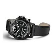 Hamilton Khaki Field King Automatic Watch – Swiss Made, 40mm Black PVD Stainless Steel, Black Dial, Black Leather Strap