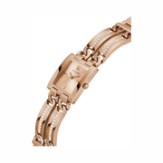 GUESS Gold-Tone Square Analog Watch – 24mm Rose Gold Stainless Steel Bracelet