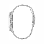 GUESS Men’s Analog Stainless Steel Watch | Black Multi-Function Dial & 44mm Silver-Tone Case