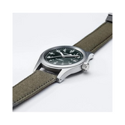Hamilton Khaki Field Mechanical Watch – Swiss Made, 38mm Stainless Steel Case, Green Dial, Green Canvas Strap