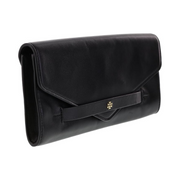Tory Burch Elizabeth E/W Envelope Clutch Bag – Black Leather Evening Bag