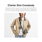 Coach Charter Slim Crossbody Bag – Black Multi | Luxury Full-Grain Leather Geo Check Print