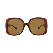 Gucci Square/Rectangle Sunglasses – Havana Burgundy Frame with Brown Lenses, 57mm