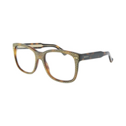 Gucci GG0047S Havana Square Sunglasses with Transparent Lenses – 56mm