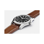 Hamilton Khaki Field Automatic Watch – Swiss Made, 42mm Stainless Steel Case, Black Dial, Leather Strap