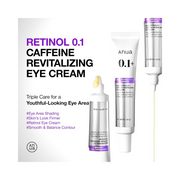 ANUA Retinol 0.1 Caffeine Revitalizing Eye Cream – Hydrating Under Eye Cream with Peptides & Hyaluronic Acid for Dark Circles and Fine Lines