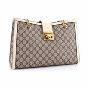 Gucci Pre-Loved Padlock Chain Tote Medium – Neutral GG Coated Canvas & Leather