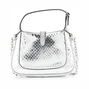 Gucci Pre-Loved Jackie 1961 Mini Chain Hobo Snakeskin Bag with Crystals – Silver