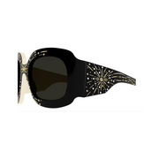 Gucci GG1093S Hollywood Runway Oversized Wrap Sunglasses – Black/Grey (60mm) + Luxury eShades Eyewear Kit
