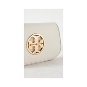 Tory Burch Reva Clutch – Leather Evening Bag with Cutout Logo & Optional Chain Strap
