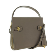 Tory Burch Clam Shell Small Lee Radziwill Double Bag – Luxury Leather Snap Closure Handbag