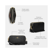 Coach Kira Polished Pebble Leather Crossbody Bag – Versatile Multi-Wear Design, Sleek Compact Organizer