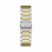 GUESS Two-Tone Analog Watch – Silver and Gold-Tone Case with Crystal Hour Markers and Polished Link Bracelet