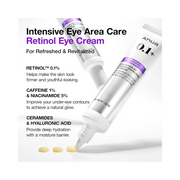 ANUA Retinol 0.1 Caffeine Revitalizing Eye Cream – Hydrating Under Eye Cream with Peptides & Hyaluronic Acid for Dark Circles and Fine Lines