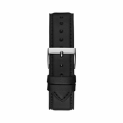 GUESS Men’s 44mm Silver-Tone Watch | Black Leather Strap & Analog Dial | Classic Quartz Timepiece