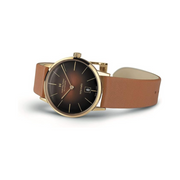Hamilton American Classic Intra-Matic Automatic Watch – Swiss Made, 38mm Yellow PVD Stainless Steel Case, Brown Dial, Brown Leather Strap