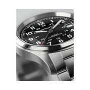Hamilton Khaki Field Automatic Men's Watch – 38mm Stainless Steel, Swiss Made, Black Dial, 100m Waterproof