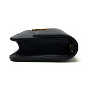 Tory Burch Women’s Britten Chain Wallet with Wristlet – Black Pebbled Leather Designer Clutch with Chain Accent