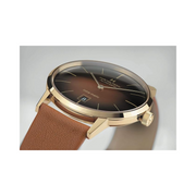 Hamilton American Classic Intra-Matic Automatic Watch – Swiss Made, 38mm Yellow PVD Stainless Steel Case, Brown Dial, Brown Leather Strap