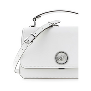 Michael Kors Women’s Medium East West Chain Satchel Handbag – Optic White Leather