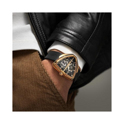 Hamilton Ventura Elvis80 Skeleton Automatic Watch – Swiss Made, 42.5x44.6mm Rose PVD Stainless Steel Case, Black Dial, Black Rubber Strap