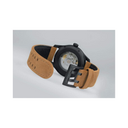 Hamilton Khaki Field Titanium Automatic Watch – Swiss Made, 42mm Titanium Black PVD Case, Black Dial, Brown Leather Strap