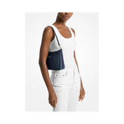 Michael Kors Jet Set Medium Top Zip Pochette Crossbody Bag – Gold-Tone Hardware / Milano Nylon / Navy