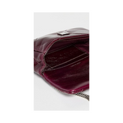 Tory Burch Kira Diamond Quilt Distressed Mini Flap Bag – Elegant Dark Carmine Leather Crossbody