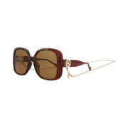 Gucci Square/Rectangle Sunglasses – Havana Burgundy Frame with Brown Lenses, 57mm