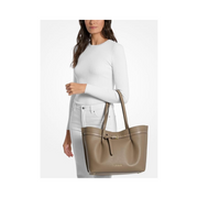 Michael Kors Women’s Emilia Large Tote – Husk Pebbled Leather Shoulder Bag