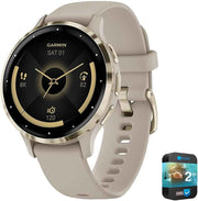Garmin Venu 3S GPS Smartwatch – 41mm Gold Steel Bezel with French Gray Case – Advanced Health & Fitness Insights, AMOLED Display, 10-Day Battery