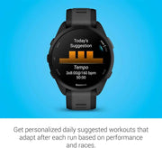 Garmin Forerunner® 165 GPS Smart Sport Watch – Black + Slate Gray, AMOLED Display, 11-Day Battery, Training Metrics, Recovery Insights | Bundle with 2-YR CPS Protection