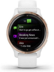 Garmin Venu 2S GPS Smartwatch – Rose Gold Bezel with White Silicone Band, Smaller Size, Advanced Health & Fitness Tracking