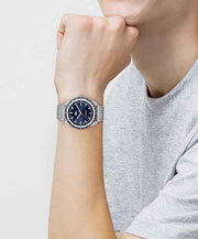 Lacoste Men’s Everett Mesh Watch – Stainless Steel Case & Bracelet, Blue Dial, Quartz Movement, Date Function, Durable Mineral Crystal