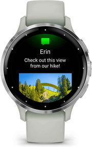 Garmin Venu 3S GPS Running Smartwatch – AMOLED Display, Advanced Health & Fitness Tracking, 14-Day Battery, Silver with Sage Gray Band (Signature Power Bundle)