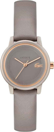 Lacoste.12.12 Swift Women’s Quartz Watch – 26mm Aluminum Case, Leather Strap, Petit Piqué Dial, Water Resistant, Taupe