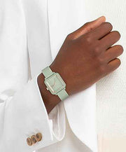 Lacoste.12.12 Flow Women’s Quartz Watch – Green Aluminum Case, Slim Silicone Strap, Minimalist Square Design, Water Resistant 3ATM, 26mm